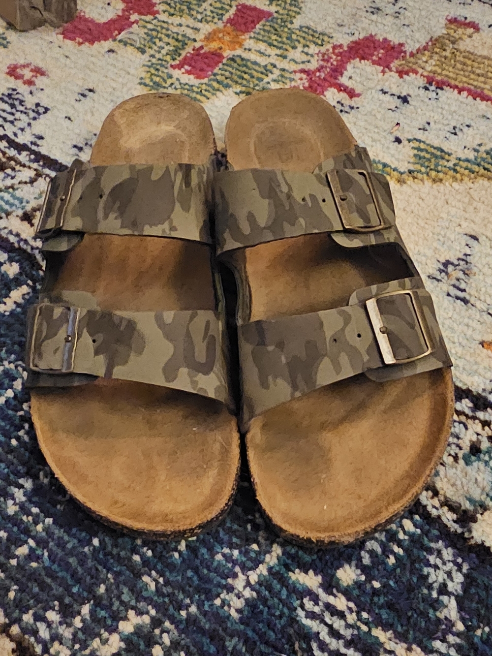 George Camo-Brown Double Strap Slide Sandals